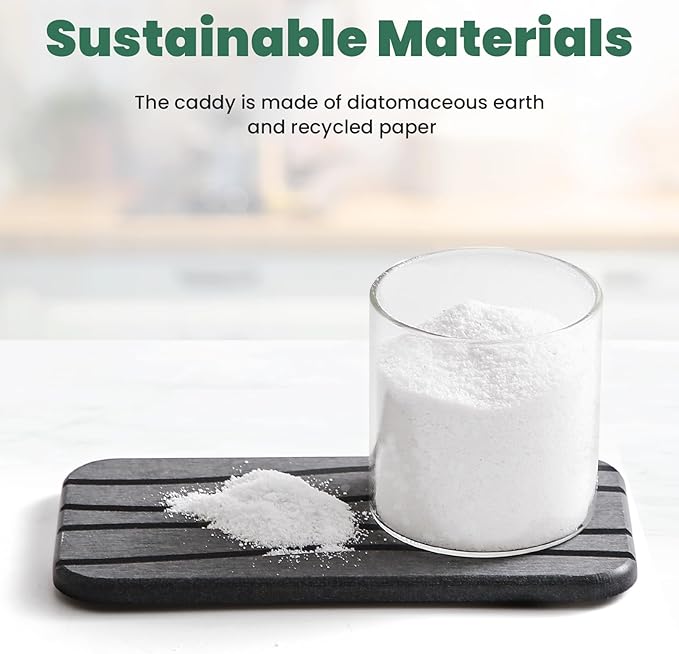 3PCS Water Absorbing Diatomaceous Earth Tray for Sink, Fast Drying Soap & Toothbrush Holders for Bathroom Counter, 1 Stone Tray, 2 Stone Coasters