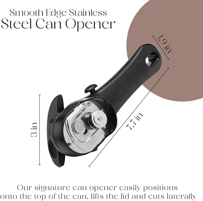 Bellemain Stainless Steel Can Opener – Manual Can Opener For seniors - Ergonomic Smooth edge Can Opener Hand Held Heavy Duty – Easy to use can opener safe cut