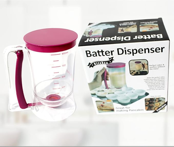 Batter Dispenser with Squeeze Handle For Cupcake, Waffle, Pastry, Pancake, Cookie, Cake, Batter Cream Separator Cup Measuring Baking Tool
