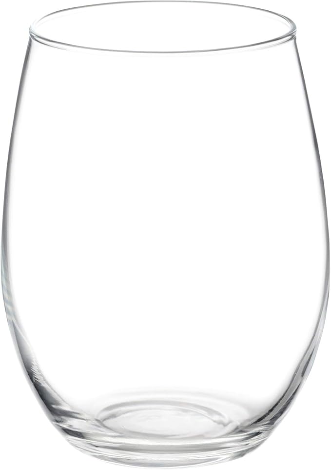 DISCOUNT PROMOS 10 ARC Stemless Wine Glasses Set, 21 oz. - Chardonnay, Cabernet, Merlot, Sauvignon - Clear