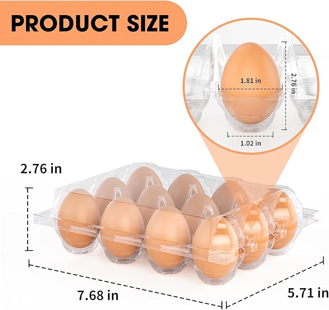 180 Pack Egg Cartons Cheap Bulk 12 Count Clear Plastic Egg Containers for Chicken Eggs, Reusable Egg Holder for Home Ranch Farm Commercial Market Display, Plastic Egg Packaging for Craft Projects