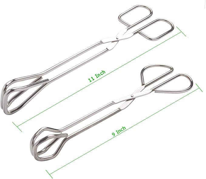 9-Inch and 11-Inch Heavy Duty Stainless Steel Kitchen Tongs - Comfortable Ergonomic Grip, Scissor Design, Heat Resistant for BBQ and Cooking