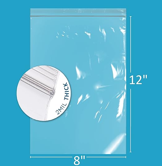 GPI - 8" x 12", Case of 1000, Clear Plastic Reclosable Zip Bags, 2 Mil Thick, Zip Poly Bags with Resealable Lock Seal Zipper For Food, Apparel, Medical, Household & Office Supplies