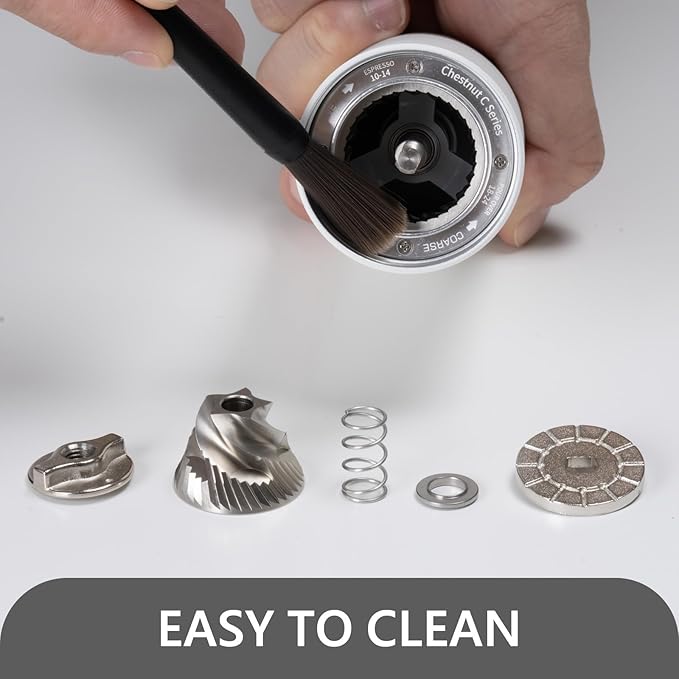 TIMEMORE Manual Coffee Grinder Stainless Steel Conical Hand Grinder Burr Chestnut C2S Internal Adjustable Setting Capacity 20g Pour Over Mocha Coffee for Travel, Camping, Home White