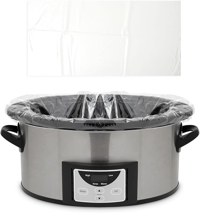 Okuna Outpost Slow Cooker Liners, Clear Plastic Cooking Bags for Oval or Round Pot, 3-8 QT, Easy Clean Up, Regular Size, Disposable (13x21 In, 100 Pack)