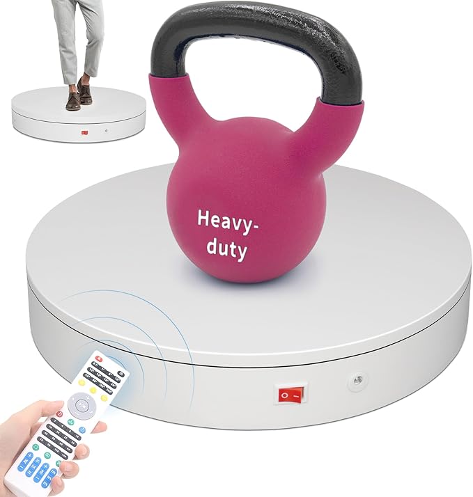 15.8In Remote Motorized Electric Turntable Rotating Display Stand Rotating Platform Photography Turntable motorized lazy susan base giratoria para for Photography,3D Scanner,(Load Range:132~400lbs)