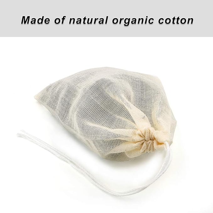 Tea Filter Bags, 50 Pack Housim Reusable Cotton Tea Bags Empty Unbleached Strainer Filter Bags ECO Friendly Tea/Herb Brew Bags Loose Leaf Tea Infuser for Home Office Travel (3.1 x 3.9Inch)