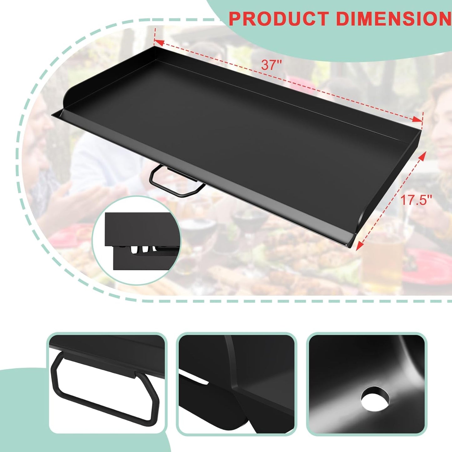 Flat Top Griddle for Camp Chef SPG90B GB90D TB90 CCH3 SG100 TB90LWG TB90LWG15 TB90LW, Outdoor Camping Fry Griddle Pan for Camp Chef PRO 90X Explorer 3X Stove Gas/Propane Stove Grills,16" x 37"