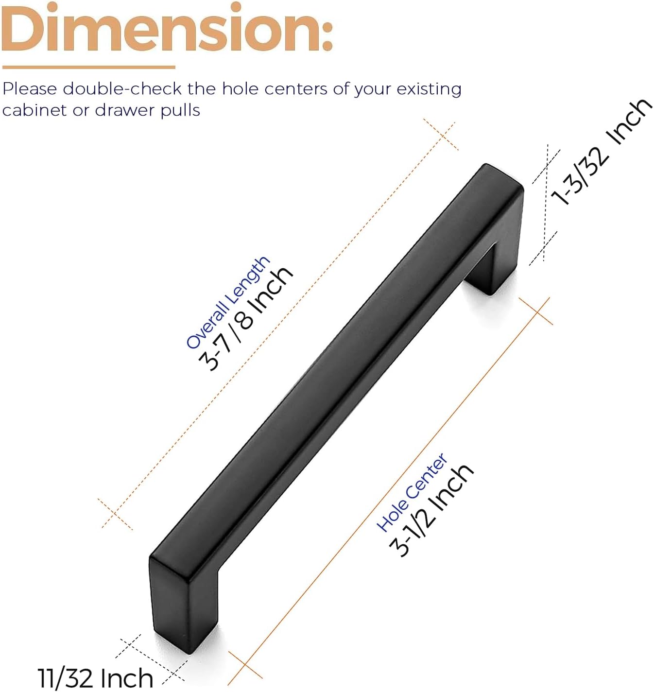 Ravinte 20 Pack Solid 3-1/2 Inch Center to Center Slim Square Bar Drawer Handles - Cabinet Hardware in Matte Black - Kitchen Handles and Pulls