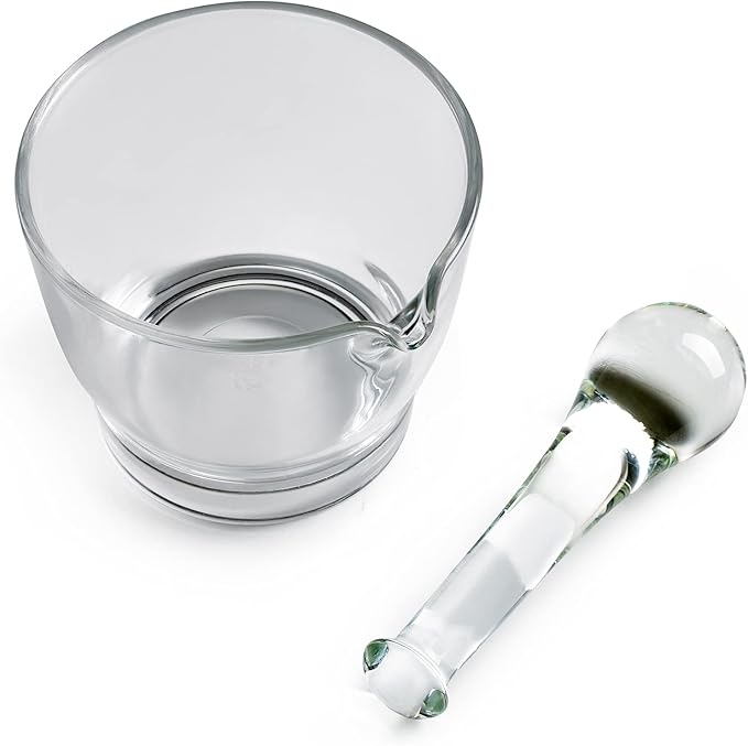 16oz Glass Mortar and Pestle Bowl, Medicine Grinder and Mixer for Pharmacy or Science Lab