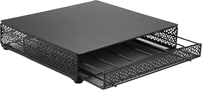 Mind Reader Single Serve Coffee Pod Drawer, 36 Pod Capacity, Countertop Organizer, Metal, 12.75" L x 13" W x 3" H, Black