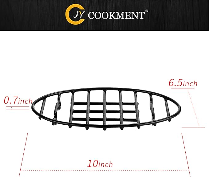JY COOKMENT Cooling Roasting Rack with Integrated Feet, Enameled Coating, PTFE Free, Great for Cooking, Drying, Grilling, Dishwasher Safe (10inch*6.5inch)