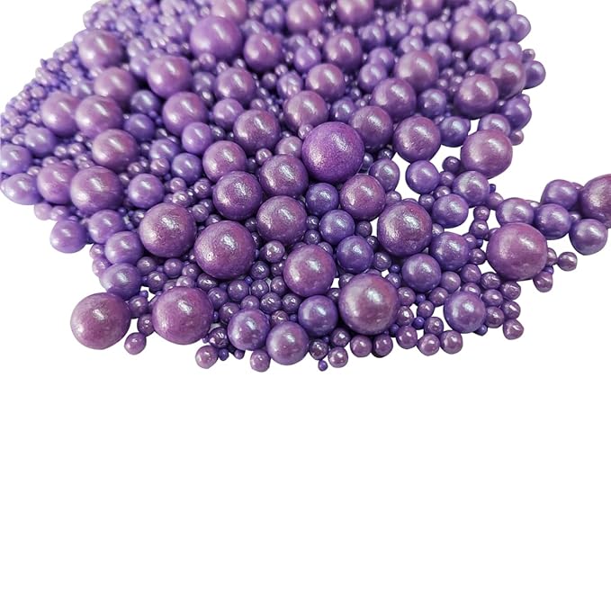 Edible Purple Sugar Pearls Candy Sprinkles 120G/ 4.23Ounce Baking Cake Sprinkles Cupcake and Cake Topper Cookie Decorations Wedding Party Valentines Halloween Christmas Supplies