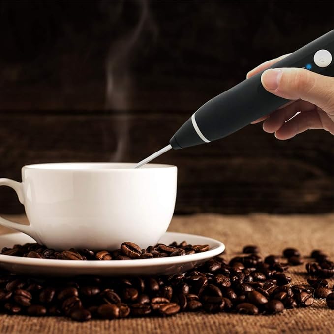 Rechargeable Foam Maker with Double Whisk, RIJAHO Upgraded 3 Speeds Frother Handheld for Milk Coffee, Latte, Matcha