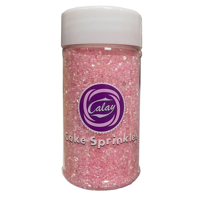 Sentovac Light Pink Sanding Sugar for Baking Edible Sparkling Sugar Sprinkles Coarse Sugar Crystals for Baking Topping Cake Cookie Cupcake Topper Ice Cream Decoration Supplies 3.2 OZ