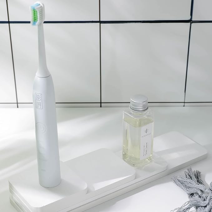 Set of 4 Water Absorbent Stone Trays, Kitchen/Bathroom Soap Dish, Instant Dry Sink Organizers Used for Hand Soap & Plants & Toiletries in The Modern Home