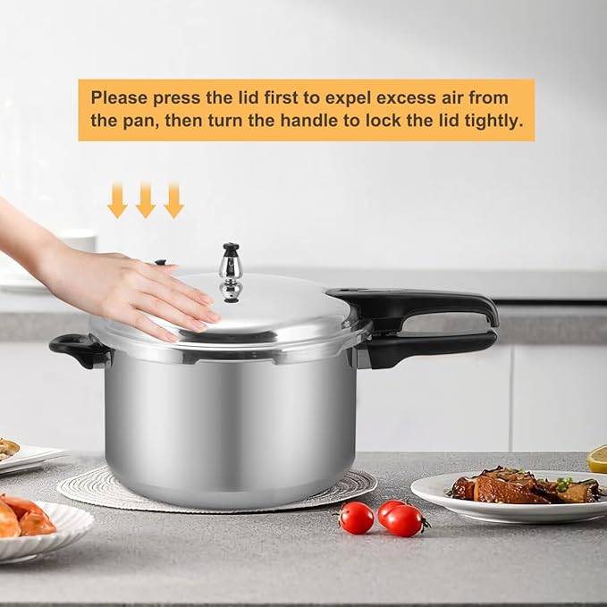 12 Quart Pressure Cooker,Aluminum Pressure Canner w/Canning Rack & Easy Lock Lid for Canning, Steaming