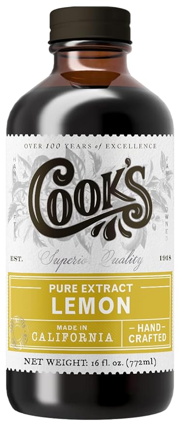 Cook's Pure Lemon Extract, Premium Quality, Cold Pressed Lemon, Sugar Free, Gluten Free, Allergen Free,16 oz