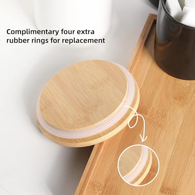 Sweejar Kitchen Canisters Ceramic Food Storage Jar Set, Stackable Containers with Airtight Seal Bamboo Lid for Serving Ground Coffee, Tea,Grains, Herbs,Sugar, Salt and More - Pack of 4（Turquoise）