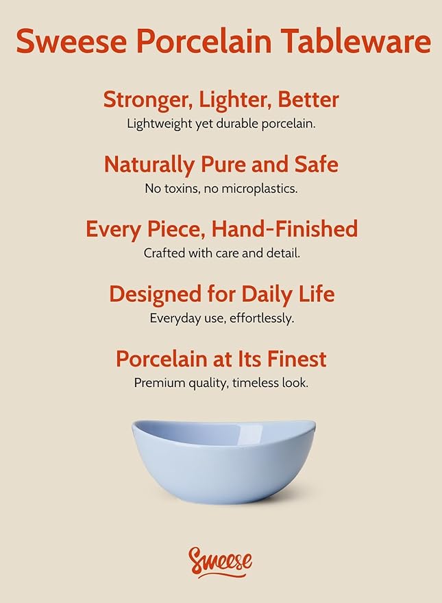 Sweese 6 Inch Porcelain 18 oz Bowls Set of 6, for Soup | Cereal | Fruits | Rice - Microwave, Dishwasher, and Oven Safe - Cool Assorted Color