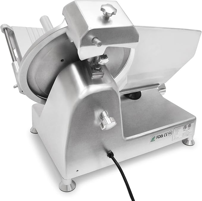 KWS Metal Collection 420W 12 Inch Commercial Meat Slicer MS-12DS Anodized Aluminum Base with Stainless Steel Blade + Blade Removal Tool, Frozen Meat/Cheese/Food Slicer Commercial and Home Use