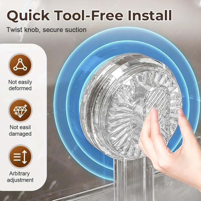 Universal Removable Faucet Storage Rack, No-Drill Bathroom Suction Storager Box, Thickened And Widened Panel Design, Water Automatically Drains Away, For Bathroom Kitchen (White)