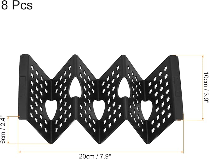 uxcell 8 Pcs Taco Holder Stand, Plastic Taco Plates Hold Up to 3 Tacos, Hollow Carved Taco Shell Holder, Dishwasher Microwave Safe, Black