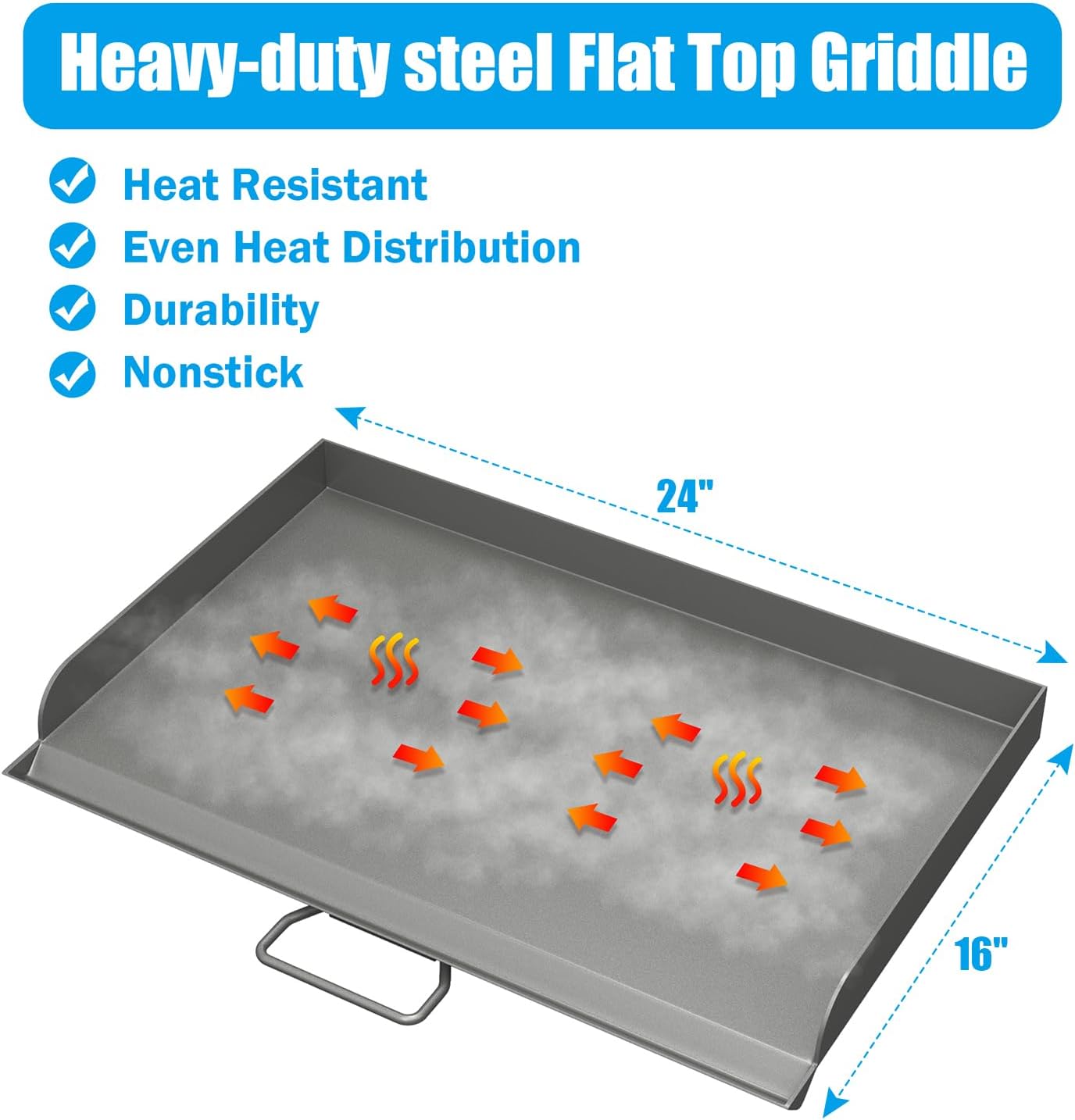 Professional 16x24 in Flat Top Griddle for Camp Chef Tahoe, Expedition 3X,Fry Griddle Accessories for Camp Chef 16" 2 Burners Camp Propane Stove Grill,1 Carry Bag and Grease Cup with Clip