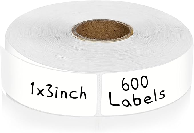 CATIFLIN 600 Blank Removable Freezer Label Stickers, 1”x3” Waterproof Adhesive Paper Tags with Perforation, Easy to Write & Peel for Food Jars, Bottles, Containers, Refrigerator, Storage