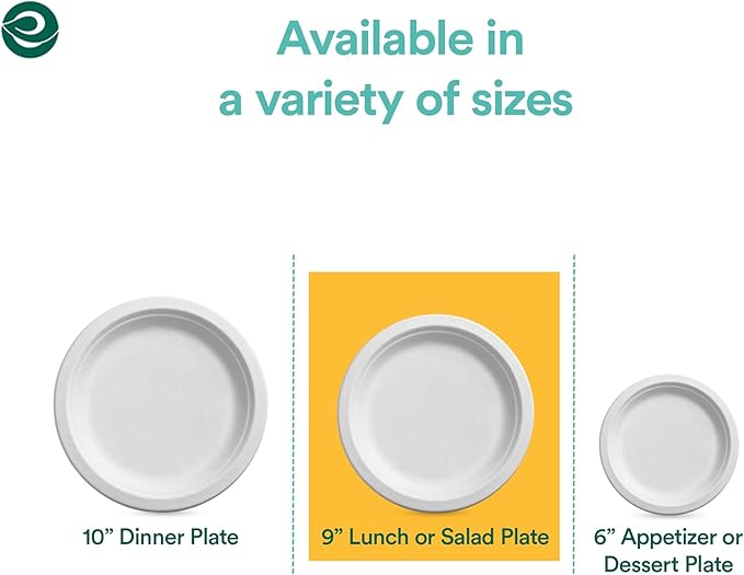 ECO SOUL Pearl White 10 Inch [100-Pack] Paper Plates | 100% Compostable Disposable Bagasse I Heavy-Duty Eco-Friendly Dinner Plates I Biodegradable Sugarcane Eco Plates | Microwavable