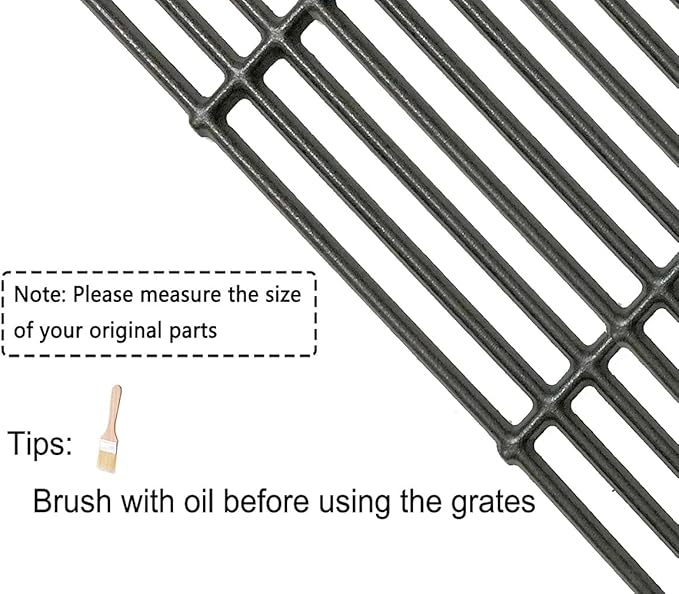 C752B(2-Pack) 15 Inch Cast Iron Cooking Grid Grates Replacement for Weber 7522 7521 Genesis Silver A Spirit 210 Spirit e210 Spirit 500 Parts