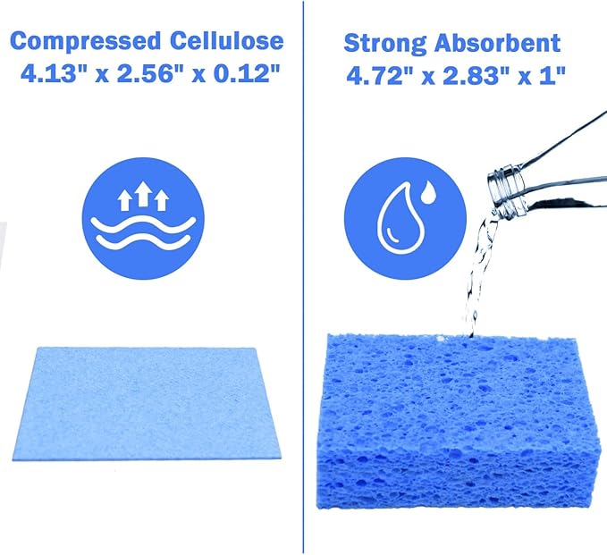 YoleShy 48 Pack Sponges Kitchen Natural Compressed Cellulose Sponges Durable Dish Sponge for Cleaning & DIY for Kids Reusable