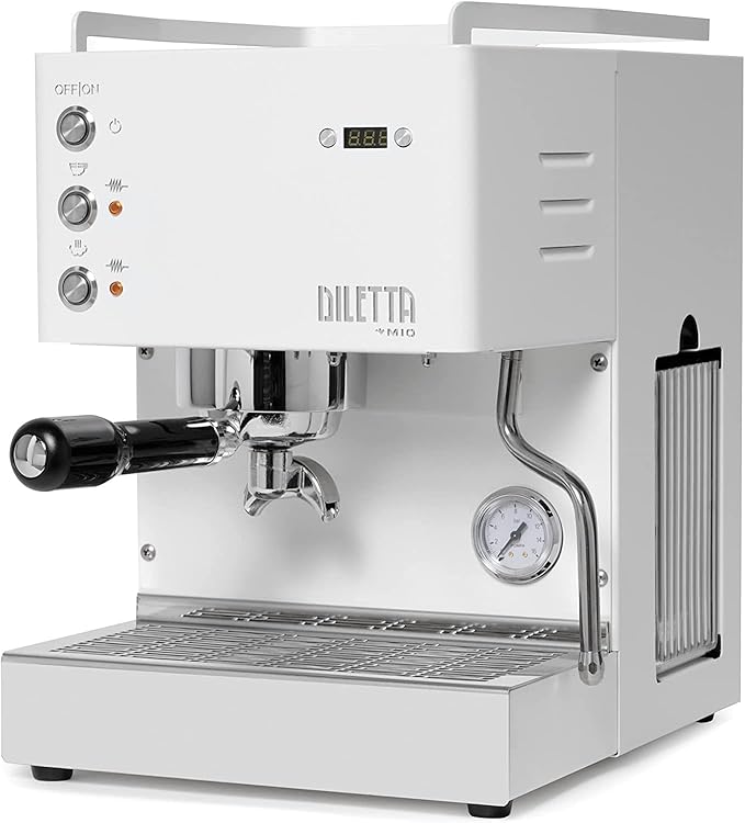 Diletta Mio Espresso Machine (White) and Eureka Mignon Notte Grinder Bundle