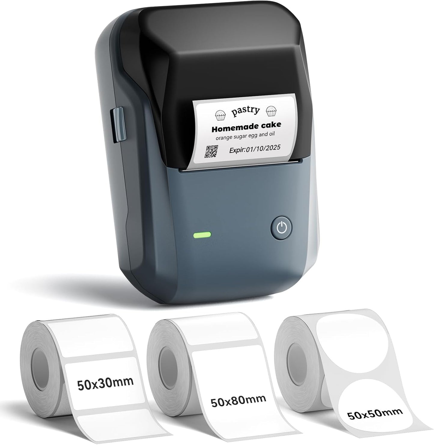 NIIMBOT B1 Label Maker, Bluetooth Portable Thermal Printer Machine with Large Waterproof Tape and Multiple Templates for Small Business,Office,Home,School, 2 Inch (Blue, 1 Printer+3 Roll Label)