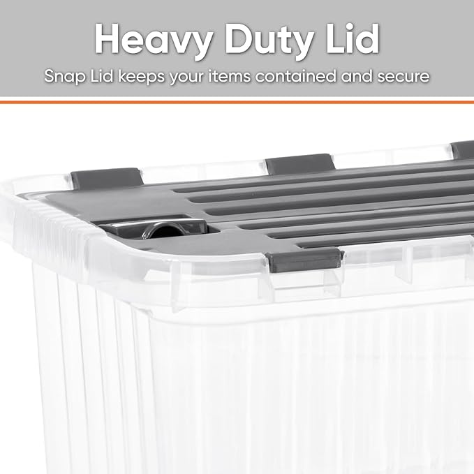 Superio Storage Bins with Lids, Clear Plastic Containers for Organizing, Stackable Totes, BPA Free, Odor Free, Organizer Boxes for Home, and Dorm (4 Pack, 20.25"x14"x14.6")