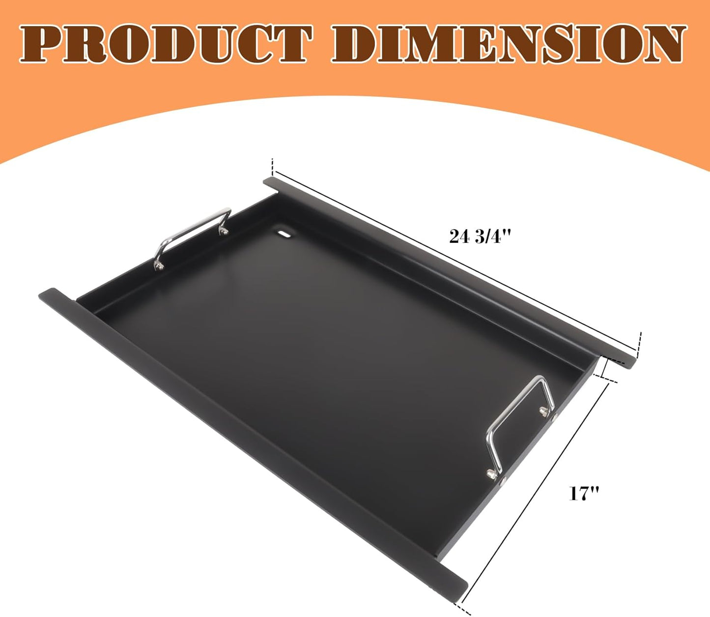 XSKFULGRIDLE Full-Size Griddle Replacement Parts for Ninja FlexFlame PG300 Series, Carbon Steel Griddle Insert with Grease Drain and handle for Ninja FlexFlame Grills Accessories, 24" L x 17" W