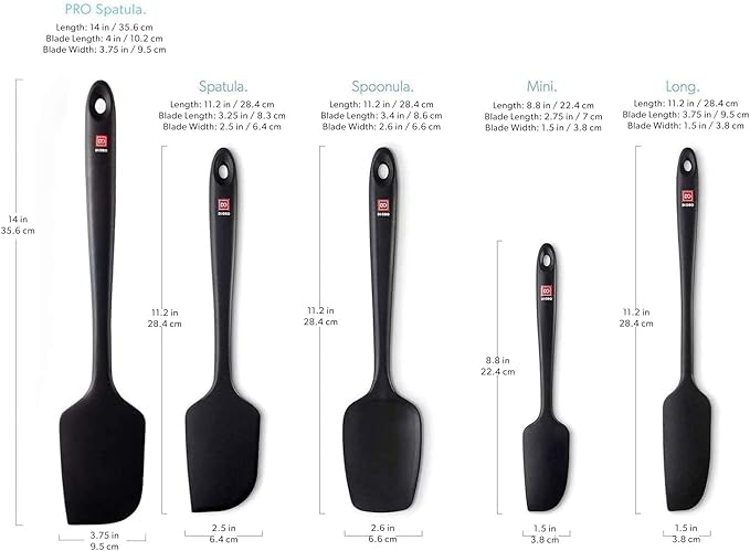 DI ORO Silicone Spatula Set - Rubber Kitchen Spatulas for Baking, Cooking, & Mixing - 600°F Heat-Resistant & BPA Free Silicone Scraper Spatulas for Nonstick Cookware - Dishwasher Safe (5pc, Black)