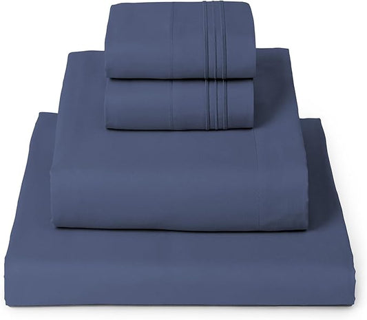 Mellanni California King Sheets Set - 4 PC Iconic Collection Bedding - Hotel Luxury, Extra Soft, Cooling Bed Sheets - Wrinkle, Fade, Stain Resistant (Cal King, Blue Nova)