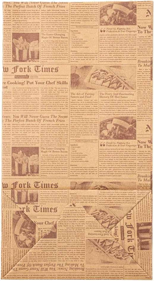 Restaurantware Bag Tek 6 Lb Disposable Lunch Bags 100 Sturdy Take Out Bags - Flat Bottom Microwavable Kraft Newsprint Design Paper Bags Freezable Great For Restaurants Cafes And Bakeries