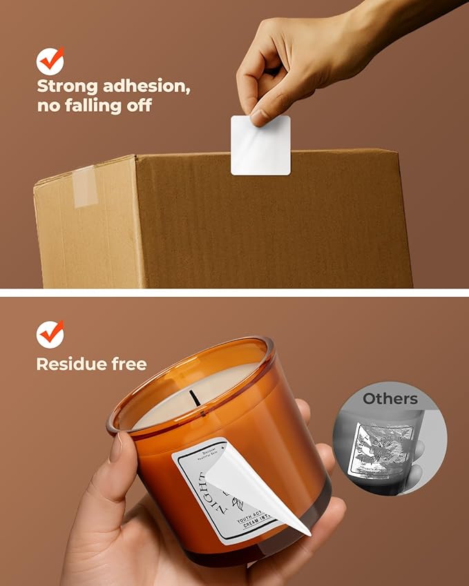 MUNBYN 2"x2" Square Thermal Labels, Compatible with Multiple Thermal Printers, Strong Adhesive, White Address Labels for Barcode, 750 Sheets/Roll