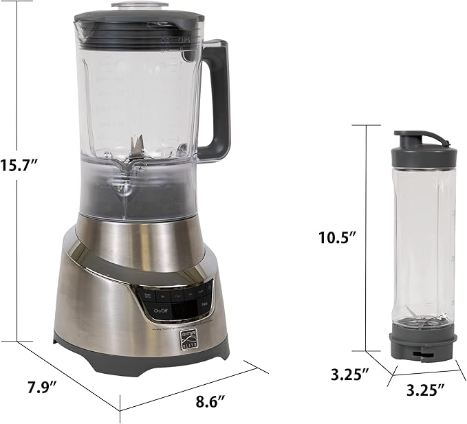 Kenmore Elite Countertop Blender - Electric Mixer, Frozen Smoothie, Shakes, Milkshake, Puree Maker, Licuadora Grinder Kitchen Appliance With Single-Serve Cup, Ice Crush, Pulse, Chop & Stir Function