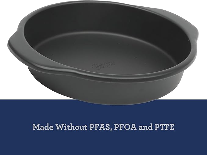Oster Teston 9" Round Nonstick Carbon Steel Cake/Bake Pan - Matte Black