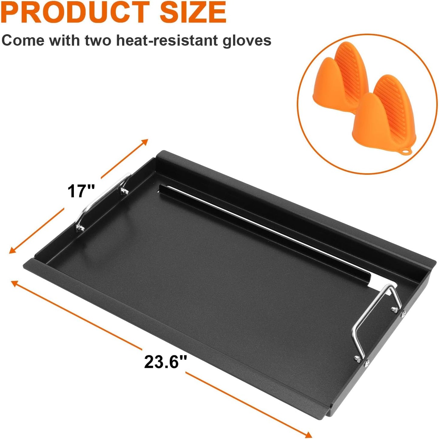 Full-Size Griddle Inserts for Charbroil Performance 4 Burner, Flat Top Griddle for Charbroil Grill 463354021 463365021 463352521 463365522 463350521, Replacement Parts for G426-0004-W1 G426-0005-W1