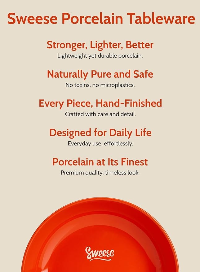 Sweese 22oz Porcelain Pasta Bowls Set - 7.6" Salad Serving Dishes, Microwave Dishwasher Safe, Set of 6, Vibrant Colors