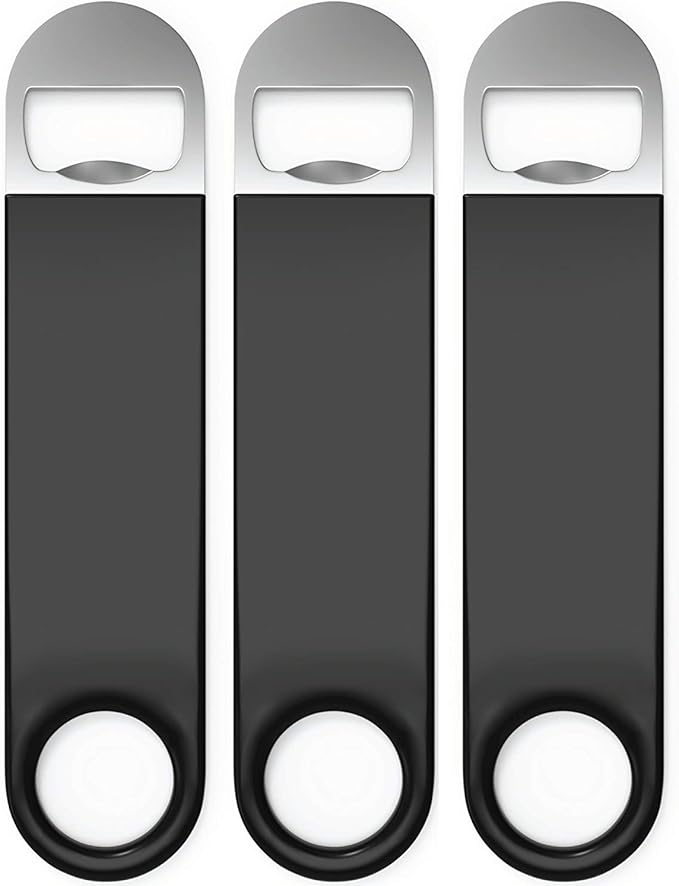 Bartender Bottle Openers, Beer Bottle Openers, Speed Openers 3 Pack by Premium Cold One. Professional Grade: Rubber Coated, Stainless Steel. Large, 7 inch