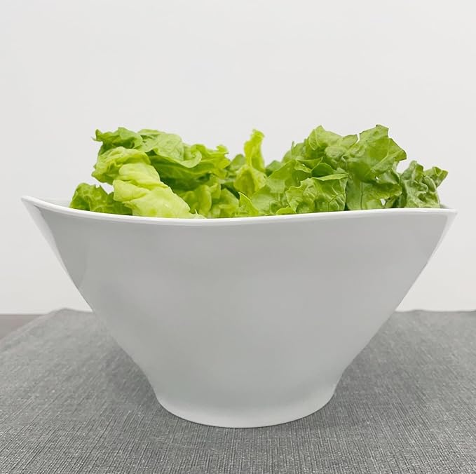 Qxbekmor 10" Salad Bowls, 114 oz. Unbreakable Plastic Serving Bowls for Salads, Fruits, Entertaining, Dinner Parties, Microwave & Dishwasher Safe, BPA-free, Set of 2