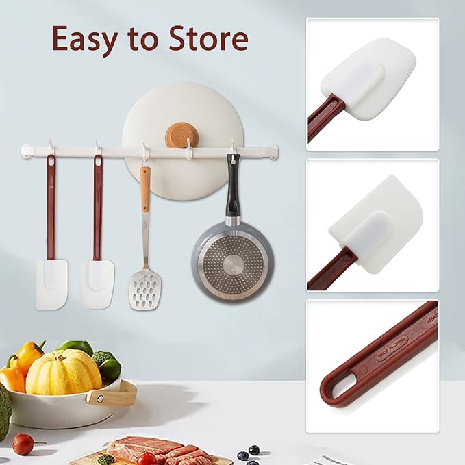 16.5 INCH Silicone Spatulas Heat Resistant Heavy Duty Rubber Spatulas Commercial Spatulas Set for Kitchen Use Silicone Cooking Utensils Sets of 2