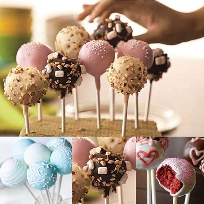 WARMBUY 20 Cavity Silicone Cake Pop Mold Lollipop Baking Mold Tray with Sticks, Pink