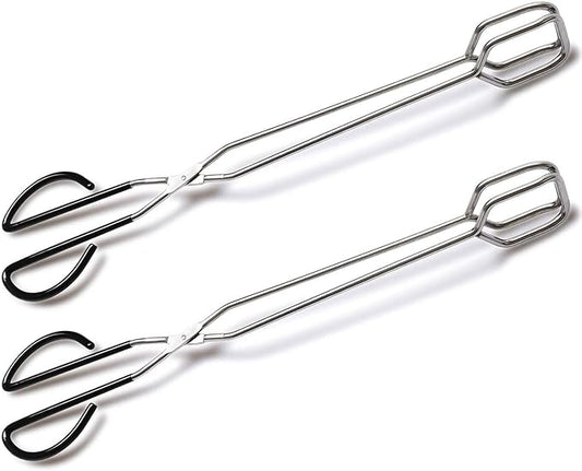 2Pcs 16 Inch Extra Long Stainless Steel Kitchen Scissor Tongs, Non-Slip Comfortable Red Grip, Heat Resistant for BBQ and Cooking