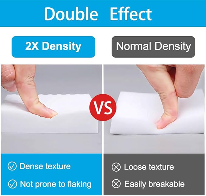 Magic Sponge Erasers, 50 Pack 2X Density Stronger Melamine Sponge Foam Pads, Multi-Functional Household Cleaning Supplies Cleaner for Kitchen, Bathroom, Bathtub, Sink, Wall Cleaner